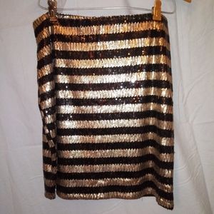 Black and Gold Sparkle Pencil Skirt